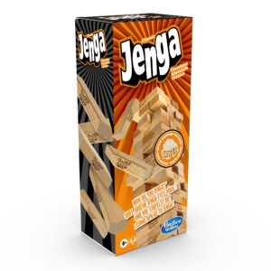 Hasbro Gaming Jenga, Board Games for Boys and Girls 6 and Up, Parties with Friends, Skill and Strategy